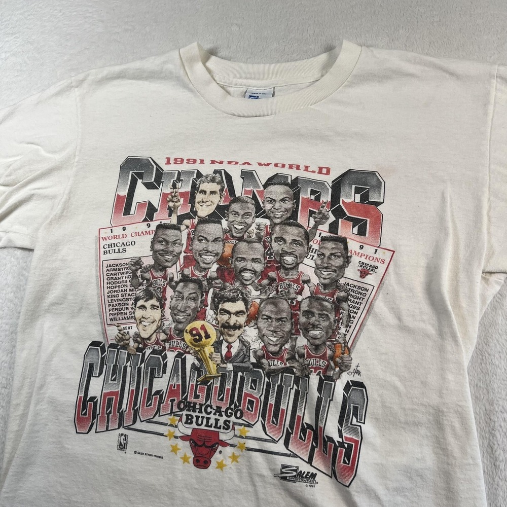 Vintage Chicago Bulls Shirt Mens Large White NBA Basketball Salem Sportswear 90s